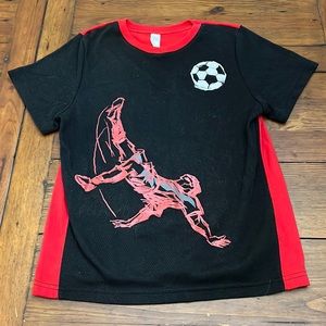 Youth Soccer Shirt Black and Red - Size 10